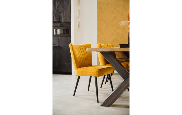 Goossens eetkamerstoel rob geel stof - 8213472-04