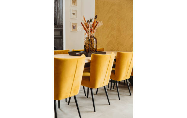 Goossens eetkamerstoel rob geel stof - 8213472-05