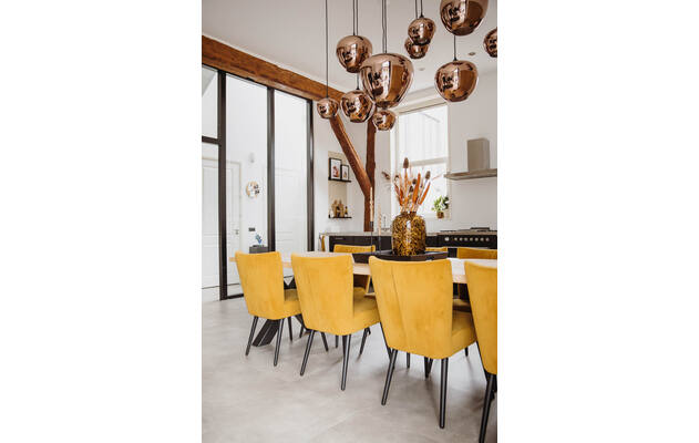 Goossens eetkamerstoel rob geel stof - 8213472-06