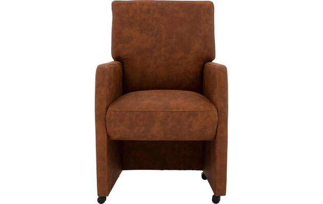 Goossens eetkamerstoel leen bruin microvezel - 8215365-01