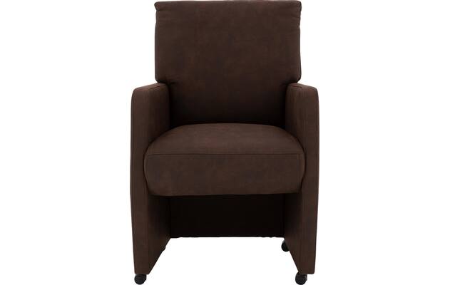 Goossens eetkamerstoel leen bruin microvezel - 8215366-01