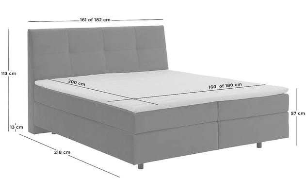 Goossens basic boxspring compleet gusta grijs stof - 8221902-07