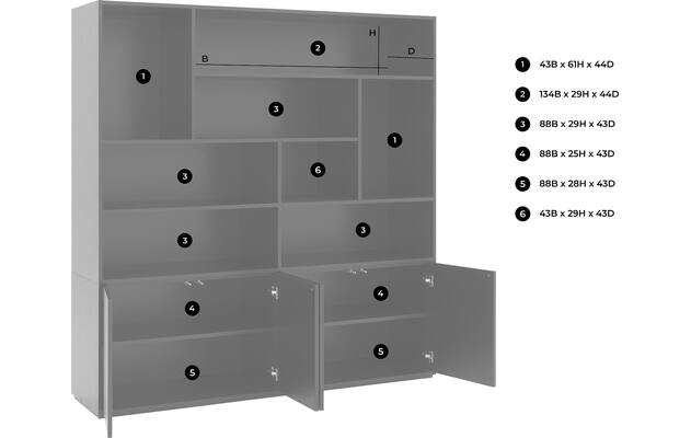 Goossens basic buffetkast madrid zwart melamine - 8222630-goossens-basic-madrid-buffetkast-melamine-51