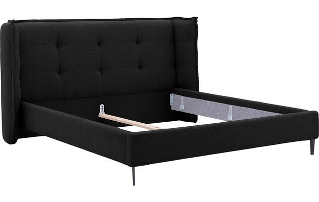 Goossens gestoffeerd bedframe octaaf zwart stof - 8232577-goossens-octaaf-bedframe-stof-06