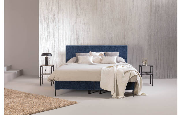 Goossens boxspring ease one incl matras blauw stof - 8233632-01