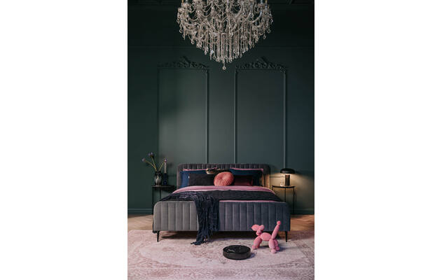 Goossens bedframe attent blauw stof - 8235537-01