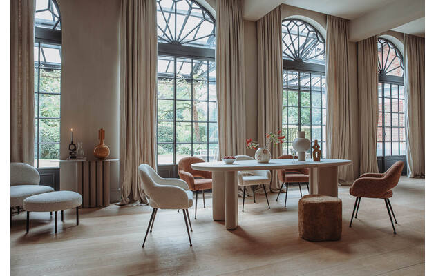 Goossens eetkamerstoel briggen beige stof - 8244031-goossens-julan-eettafel-natuursteen-01
