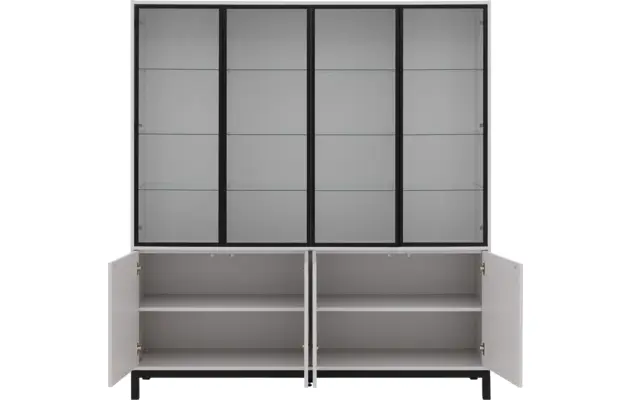 Goossens vitrinekast valencia grijs melamine - 8244534-goossens-valencia-vitrinekast-melamine-02