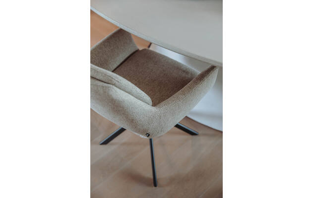 Goossens eetkamerstoel daisy beige stof - 8244592-goossens-stone-eettafel-beton-wit-14