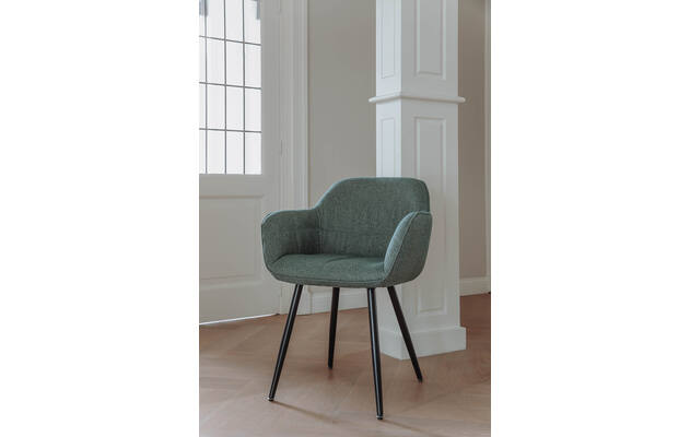 Goossens basic eetkamerstoel lize groen stof - 8244599-goossens-basic-lize-eetkamerstoel-stof-groen-01