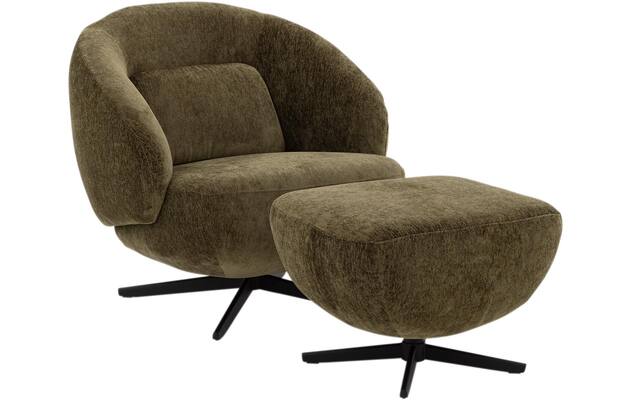 Goossens hocker saar groen stof - 8252084-goossens-saar-fauteuil-stof-01