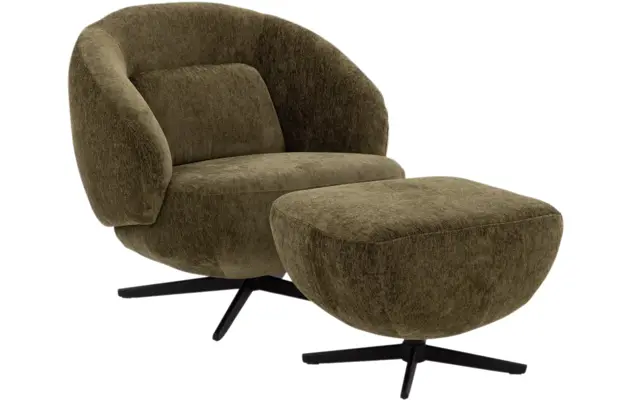Goossens hocker saar groen stof - 8252084-goossens-saar-fauteuil-stof-01