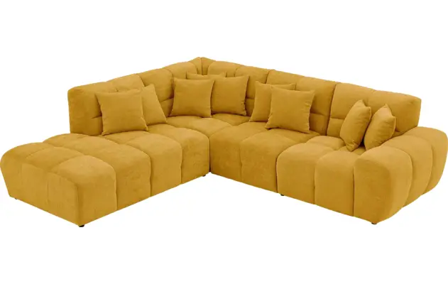 Goossens excellent hoekbank kubus geel stof - 8252724-gespiegeld-05