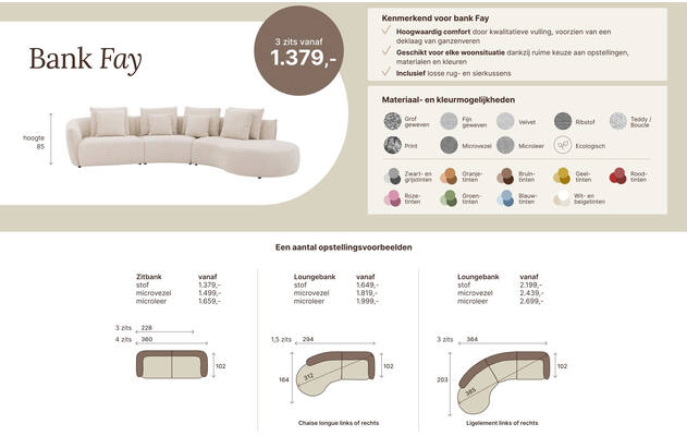 Goossens loungebank fay beige stof - 8252903-goossens-fay-bank-stof-wit-01