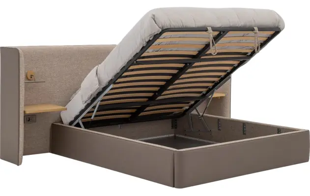 Goossens gestoffeerd bedframe burano storage bruin kunstleer - 8252935-goossens-burano-storage-bedframe-kunstleer-03