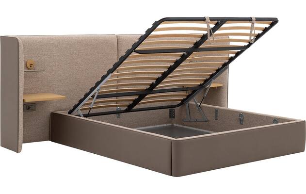 Goossens gestoffeerd bedframe burano storage bruin kunstleer - 8252935-goossens-burano-storage-bedframe-kunstleer-14