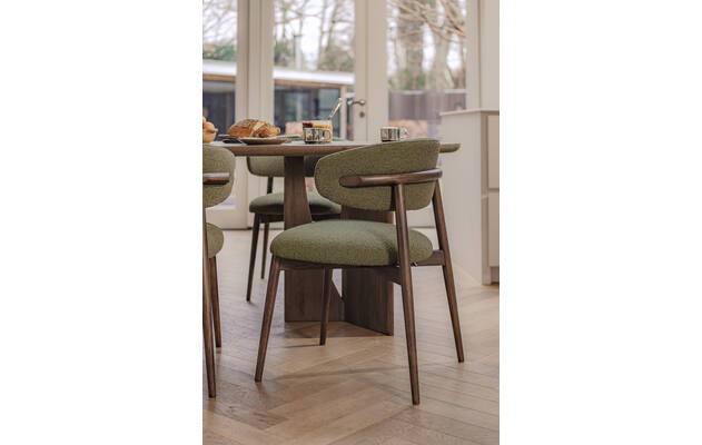 Goossens eetkamerstoel diede groen stof - 8260229-goossens-slim-eettafel-eiken-bruin-14