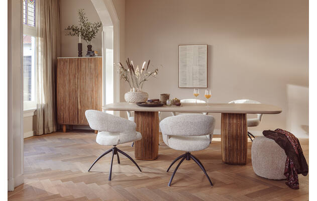 Goossens eettafel nova beige mortex - 8260325-goossens-nova-eettafel-mortex-beige-01