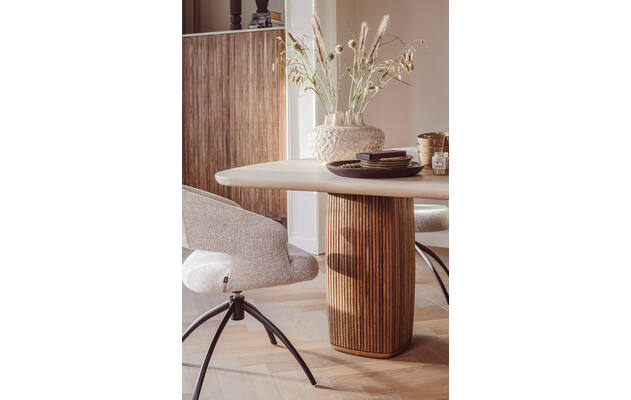 Goossens eetkamerstoel sara beige stof - 8260325-goossens-nova-eettafel-mortex-beige-06