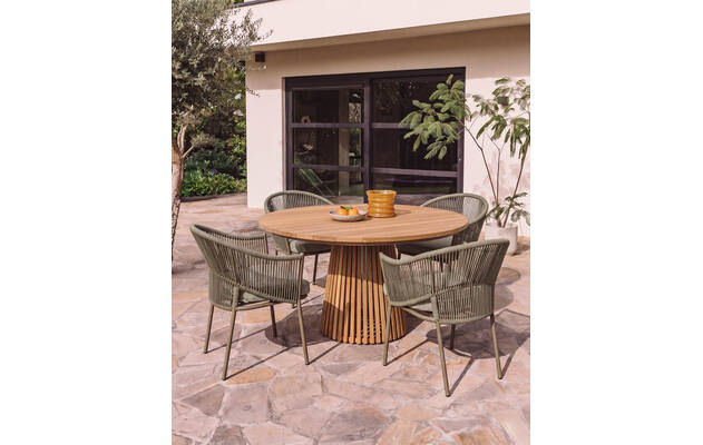 Goossens tuinstoel ravello groen buitenstof - 8260637-goossens-idro-tuintafels-teak-01