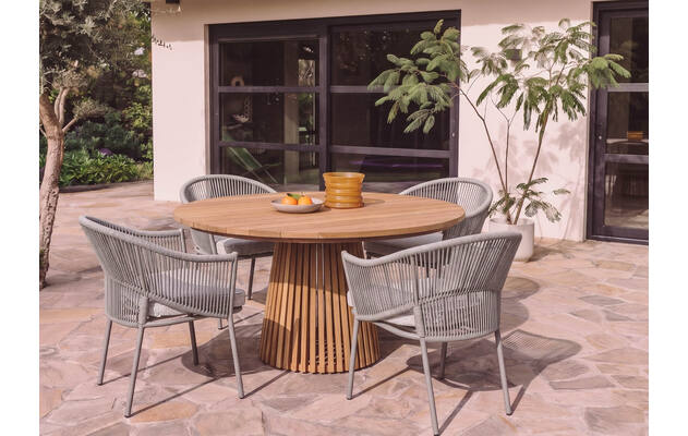Goossens tuinstoel ravello groen buitenstof - 8260637-goossens-idro-tuintafels-teak-02