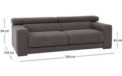 Goossens zitbank nora grijs stof - 8121017-02