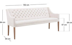 Goossens eetkamerbank pearl wit stof - 8121736-01