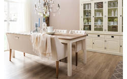 Goossens eetkamerbank pearl wit stof - 8121736-01