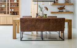 Goossens excellent eetkamerbank tom bruin leer - 8210558-02