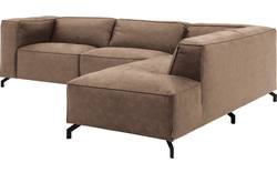 Goossens hoekbank calvin bruin micro leer - 8190066-627-01-gespiegeld