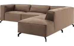 Goossens hoekbank calvin bruin micro leer - 8190066-627-01-gespiegeld
