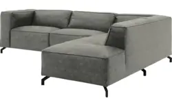 Goossens hoekbank calvin grijs micro leer - 8190066-636-01-gespiegeld