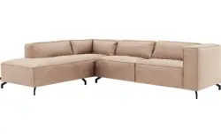 Goossens hoekbank calvin beige micro leer - 8190066-637-01