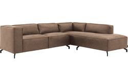 Goossens hoekbank calvin bruin micro leer - 8190317-627-01-gespiegeld