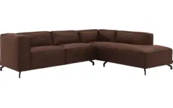Goossens hoekbank calvin bruin micro leer - 8190317-631-01-gespiegeld