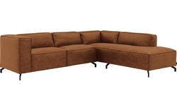 Goossens hoekbank calvin bruin micro leer - 8190317-633-01-gespiegeld