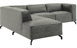 Goossens hoekbank calvin grijs micro leer - 8190317-636-01