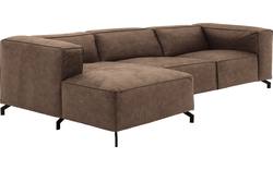 Goossens loungebank calvin bruin micro leer - 8190319-627-01-gespiegeld