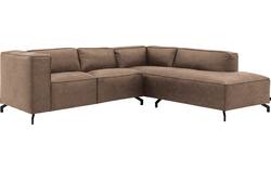 Goossens hoekbank calvin bruin micro leer - 8190320-627-01-gespiegeld