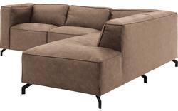 Goossens hoekbank calvin bruin micro leer - 8190320-627-01-gespiegeld