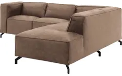 Goossens hoekbank calvin bruin micro leer - 8190320-627-01-gespiegeld