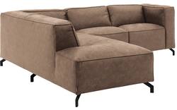 Goossens hoekbank calvin bruin micro leer - 8190320-627-01