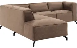 Goossens hoekbank calvin bruin micro leer - 8190320-627-01