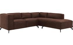 Goossens hoekbank calvin bruin micro leer - 8190320-631-01-gespiegeld