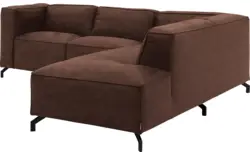 Goossens hoekbank calvin bruin micro leer - 8190320-631-01-gespiegeld