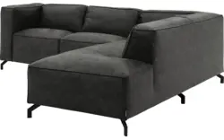 Goossens hoekbank calvin grijs micro leer - 8190320-635-01-gespiegeld