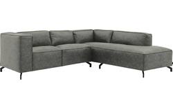 Goossens hoekbank calvin grijs micro leer - 8190320-636-01-gespiegeld
