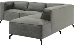 Goossens hoekbank calvin grijs micro leer - 8190320-636-01-gespiegeld