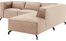 Goossens hoekbank calvin beige micro leer - 8190320-637-01-gespiegeld