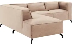Goossens hoekbank calvin beige micro leer - 8190320-637-01